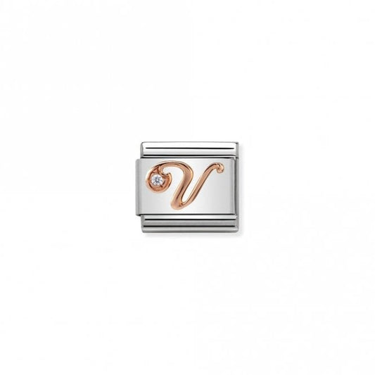 Nomination Classic Rose Gold CZ V Letter Charm