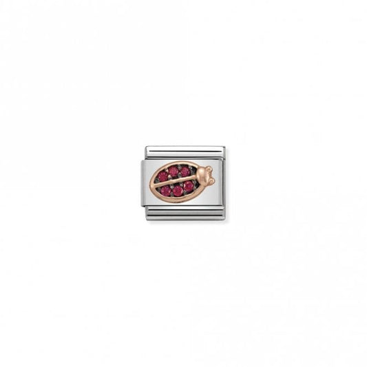 Classic Rose Gold CZ Red & Black Ladybug Animal Charms