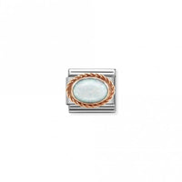 Classic Rose Gold Rich White Opal Stone Sparkly Charms
