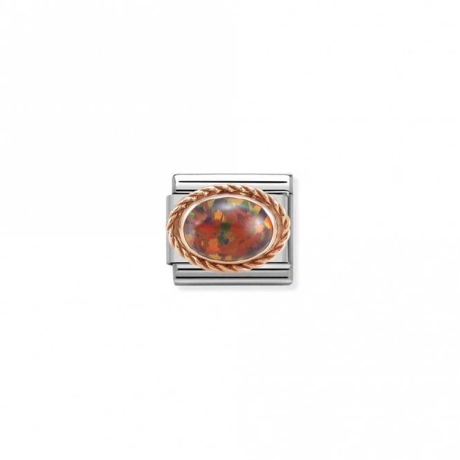 Classic Rose Gold Rich Red Opal Stone Sparkly Charms