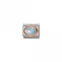 Classic Rose Gold Rich Milky Aquamarine Stone Sparkly Charms