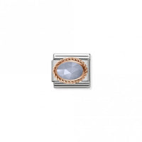 Classic Rose Gold Rich Bandaged Agate Stone Sparkly Charms