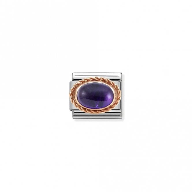 Classic Rose Gold Rich Amethyst Stone Sparkly Charms