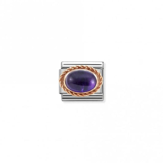 Classic Rose Gold Rich Amethyst Stone Sparkly Charms