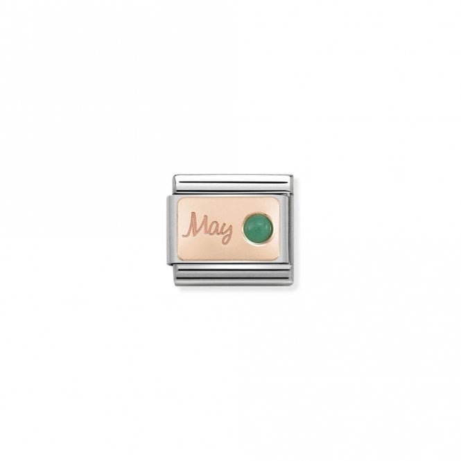 Classic Rose Gold May Emerald Birthday & Birthstones Charms