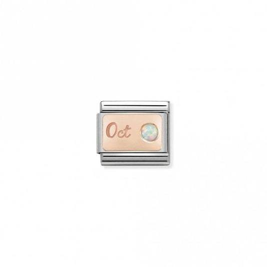 Classic Rose Gold October White Opal Birthday & Birthstones Charms