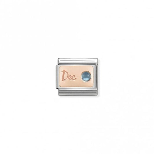 Classic Rose Gold December Light Blue Topaz Birthday & Birthstones Charms