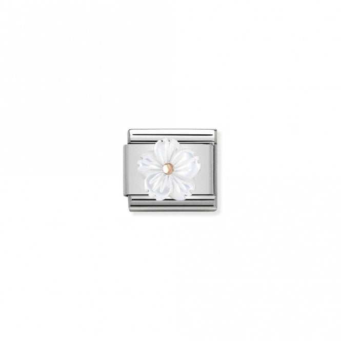 Classic Rose Gold Flower in White Mother Of Pear Flowers & Nature Charms