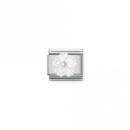 Classic Rose Gold Flower in White Mother Of Pear Flowers & Nature Charms