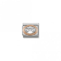 Classic Rose Gold CZ Facetted White Stone Sparkly Charms