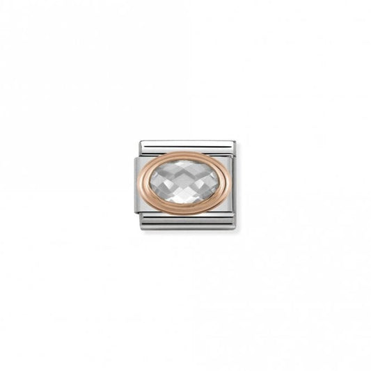 Classic Rose Gold CZ Facetted White Stone Sparkly Charms