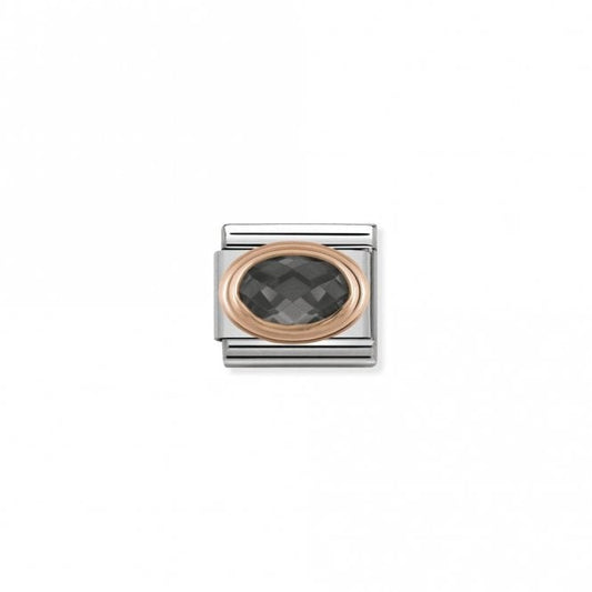 Classic Rose Gold CZ Facetted Black Stone Sparkly Charms