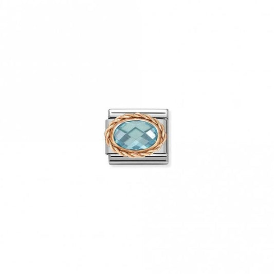 Classic Rose Gold and Facetted Light Blue Sparkly & Stones Charms