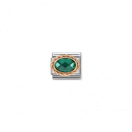 Classic Rose Gold and Facetted Emerald Green Sparkly & Stones Charms