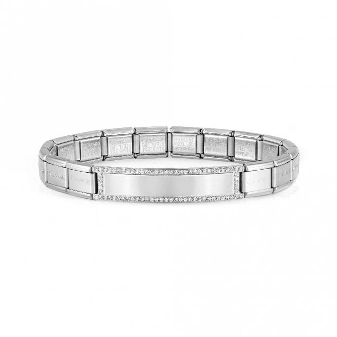 Trendsetter New York Silver Steel & CZ Engravable Bracelet