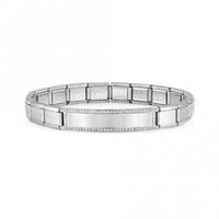Trendsetter New York Silver Steel & CZ Engravable Bracelet