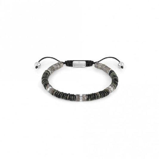 Instinct Style Silver Steel & Grey Jasper Bracelet