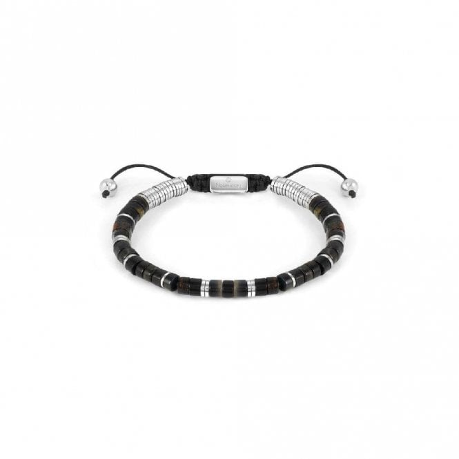 Instinct Style Silver Steel & Brown Jasper Bracelet