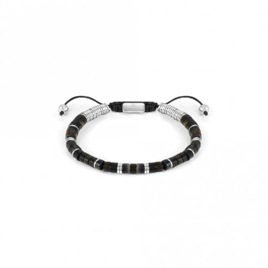 Instinct Style Silver Steel & Brown Jasper Bracelet