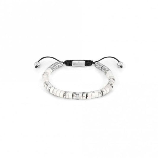 Instinct Style Silver Steel & White Turquoise Bracelet