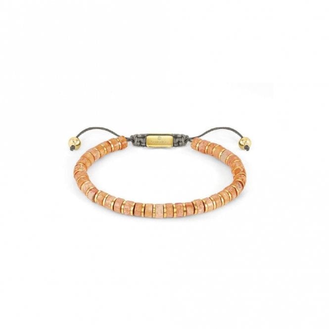 Instinct Style Gold Steel & Orange Jasper Bracelet