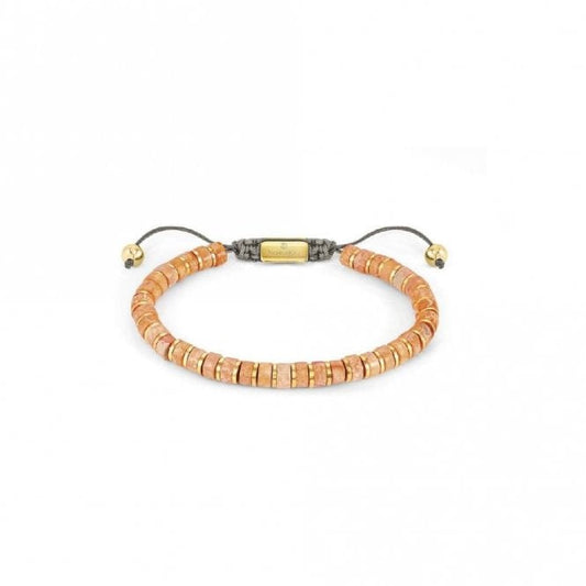 Instinct Style Gold Steel & Orange Jasper Bracelet