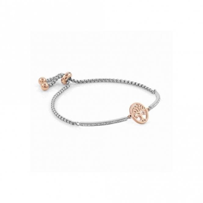 Milleluci Tree of Life Bracelet in Silver with CZ and Rose Gold