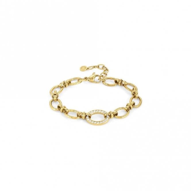Affinity Gold Steel & CZ Link Bracelet