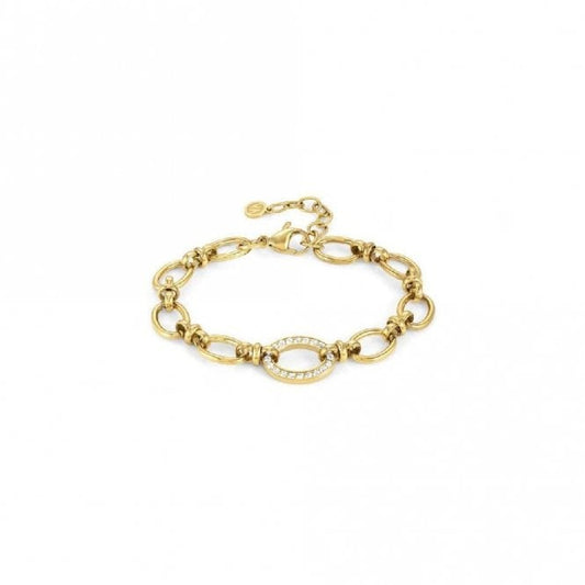 Affinity Gold Steel & CZ Link Bracelet