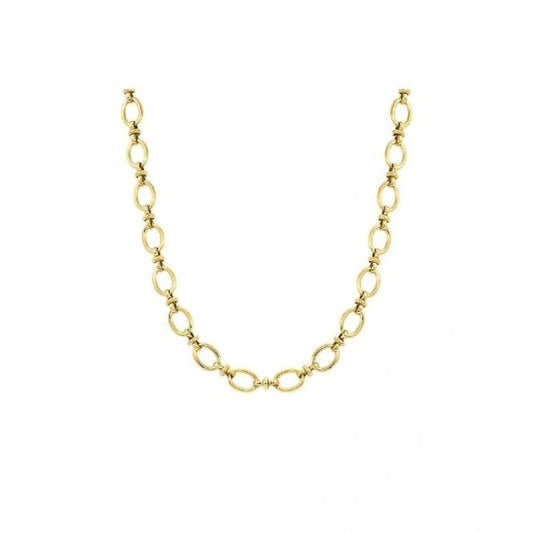 Affinity Long Gold Steel Link Necklace