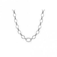 Affinity Silver Steel & CZ Link Necklace