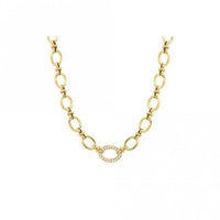 Affinity Gold Steel & CZ Link Necklace