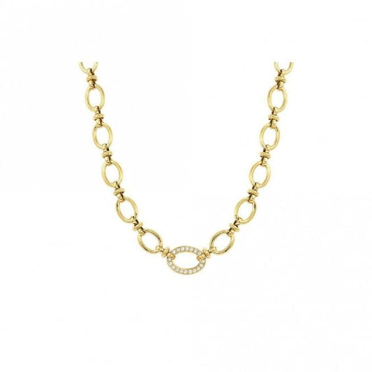 Affinity Gold Steel & CZ Link Necklace