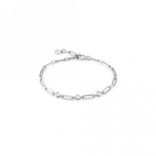 Chains Of Style Bracelet in Silver Steel and CZ