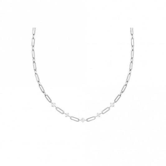 Chains Of Style Necklace in Silver Steel and CZ