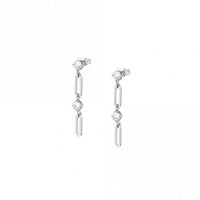 Chains Of Style Drop Earrings in Silver Steel and CZ