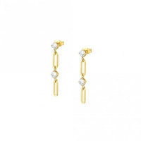 Chains Of Style Drop Earrings in Gold Steel and CZ
