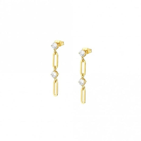 Nomination Chains Of Style Drop Earrings in Gold Steel and CZ