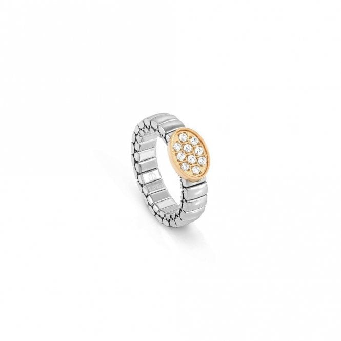 XTE Life Steel & CZ Rose Gold Oval Ring, XSmall