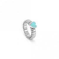 XTE Life Steel & Stone Turquoise Heart Ring, XSmall
