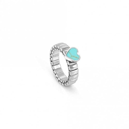 XTE Life Steel & Stone Turquoise Heart Ring, XSmall