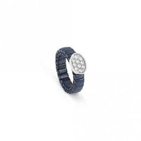 XTE Life Steel & CZ Blue Oval Ring, XSmall