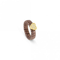 XTE Life Steel & CZ Chocolate Heart Ring, XSmall
