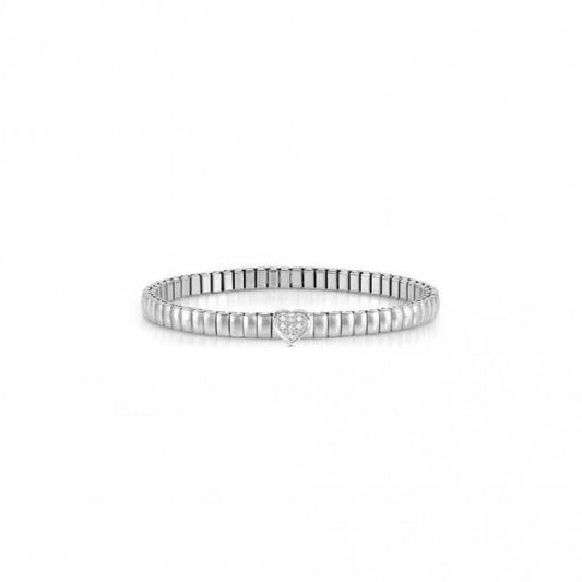 XTE Life Steel & CZ Heart Bracelet, 18cm