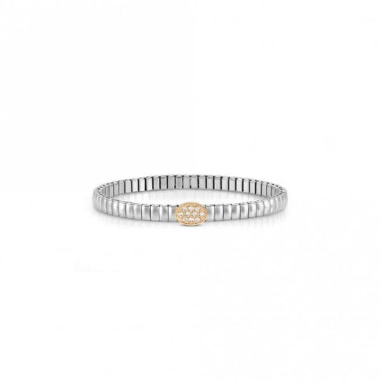 XTE Life Steel & CZ Rose Gold Oval Bracelet, 18cm