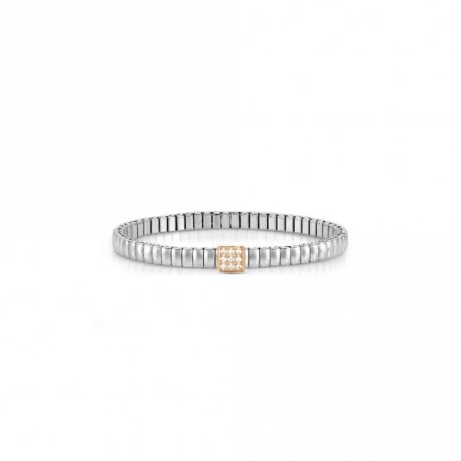 XTE Life Steel & CZ Rose Gold Square Bracelet, 18cm