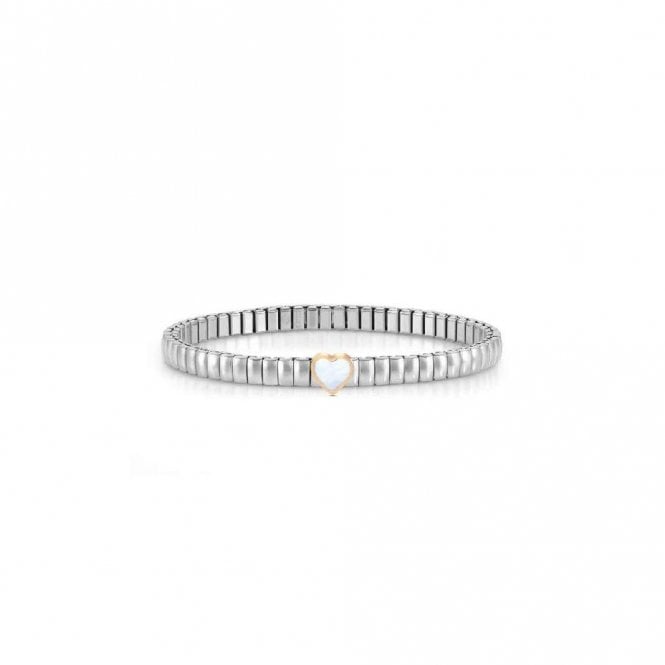 Nomination XTE Life Steel & Stone Rose Gold Mother Of Pearl Heart Bracelet, 18cm