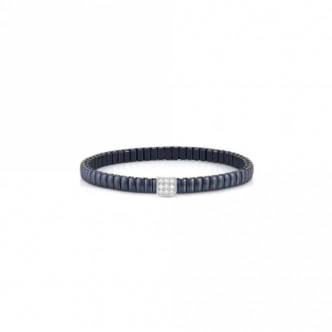 XTE Life Steel & CZ Blue Square Bracelet, 18cm