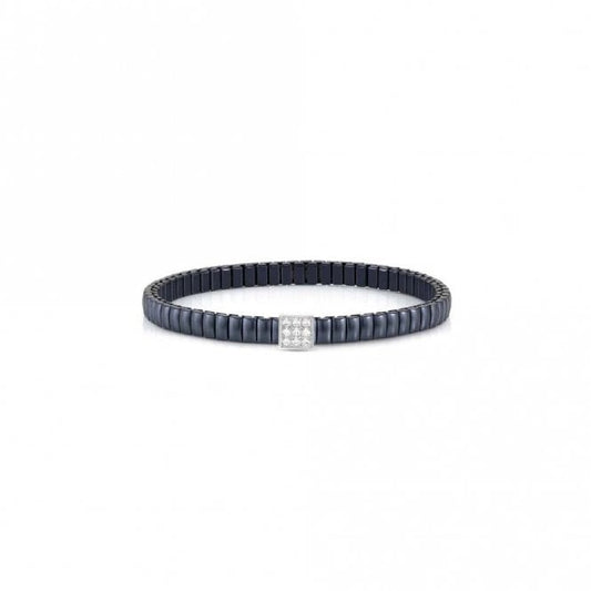 XTE Life Steel & CZ Blue Square Bracelet, 18cm