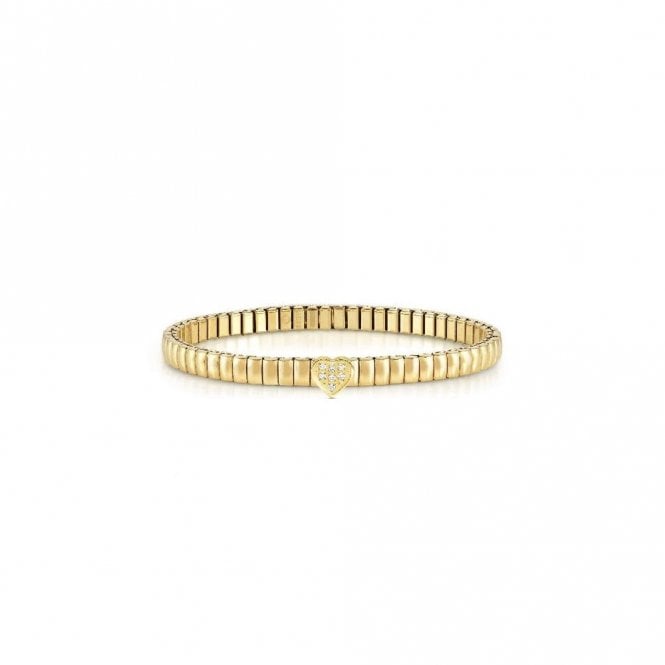 XTE Life Steel & CZ Yellow Gold Heart Bracelet, 18cm